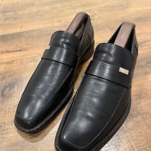 Ermenegildo Zegna Black Leather Slip-On Loafers